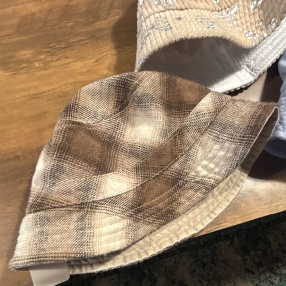 3 Bucket Hat Bundle Blue Beige Brown Plaid Butterfly L/XL - Picture 9 of 14